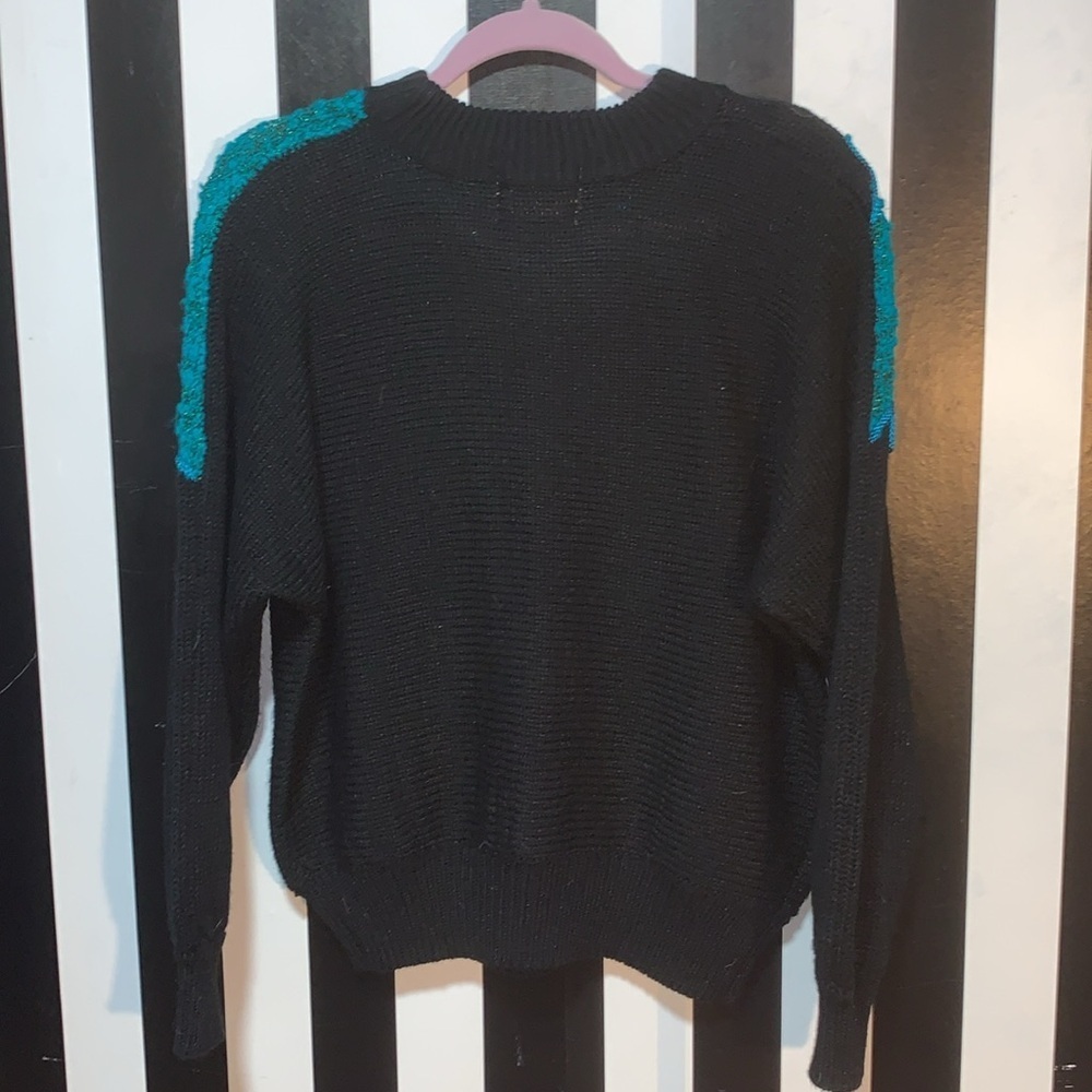 Vintage 80s 90s  Colorful Floral Women's Sweater Beaded Details Small/Medium - Picture 3 of 17
